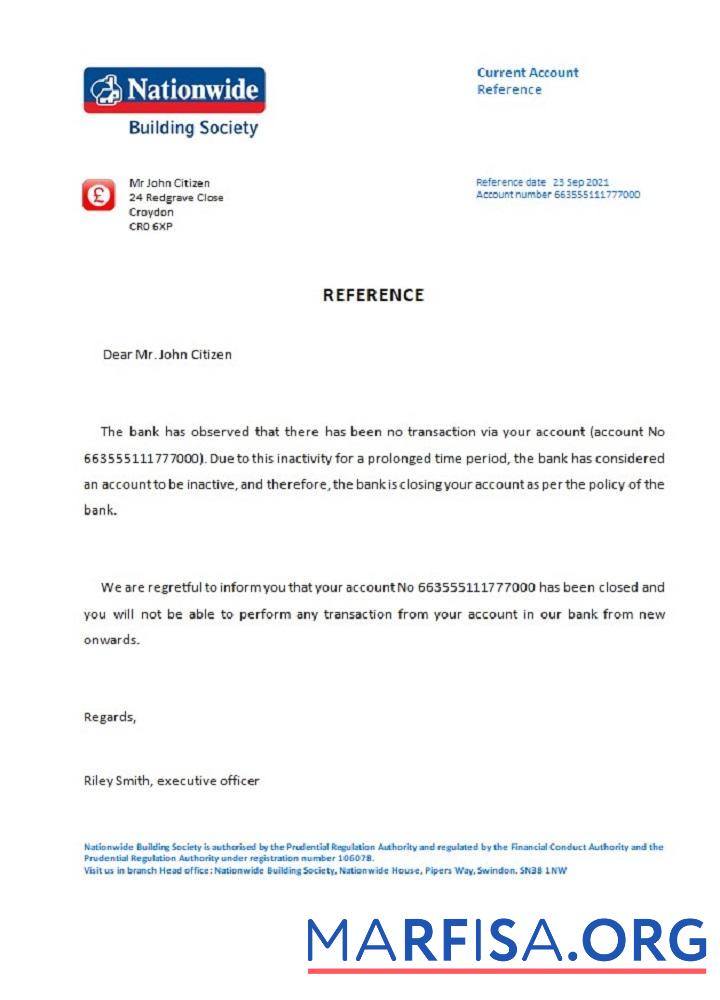 Realistic United Kingdom Nationwide closure reference sample